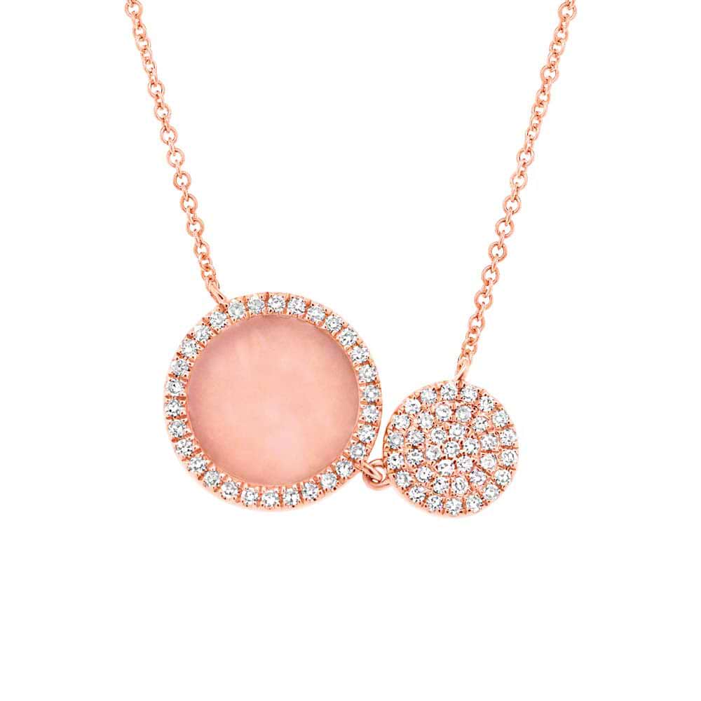 0.15ct Diamond & 0.61ct Pink Opal 14k Rose Gold Circle Necklace