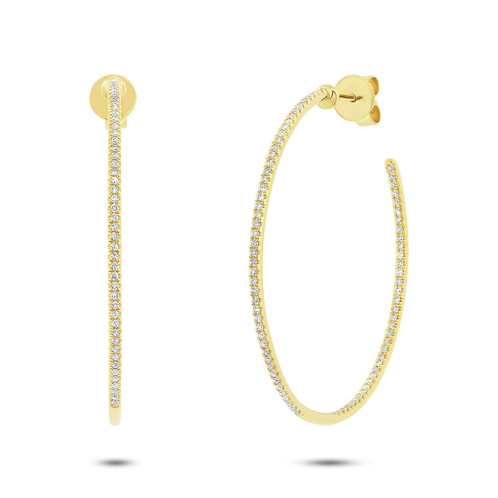 0.36ct 14k Yellow Gold Diamond Hoop Earrings