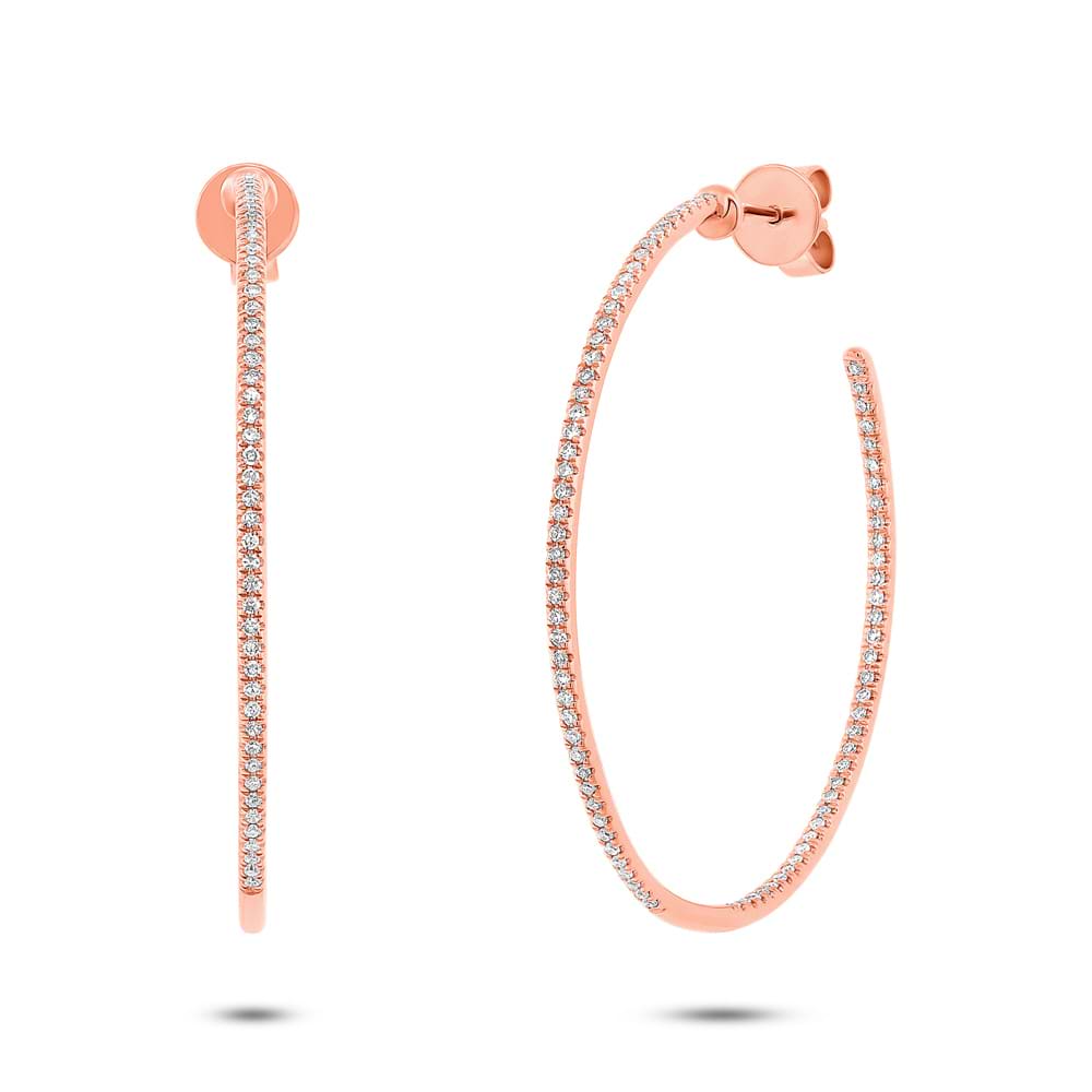 0.36ct 14k Rose Gold Diamond Hoop Earrings