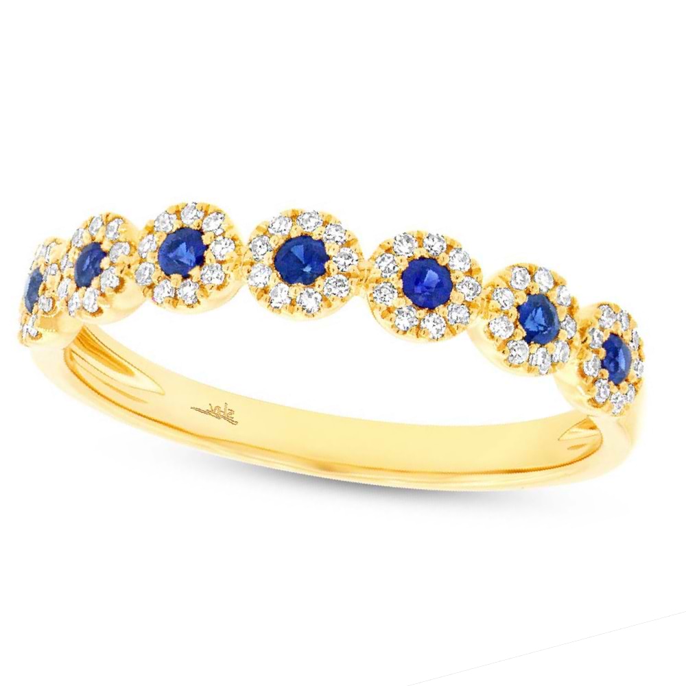 0.16ct Diamond & 0.20ct Blue Sapphire 14k Yellow Gold Lady's Ring