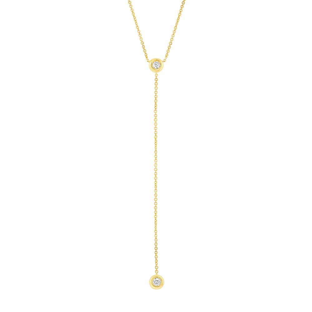 0.21ct 14k Yellow Gold Diamond Lariat Necklace