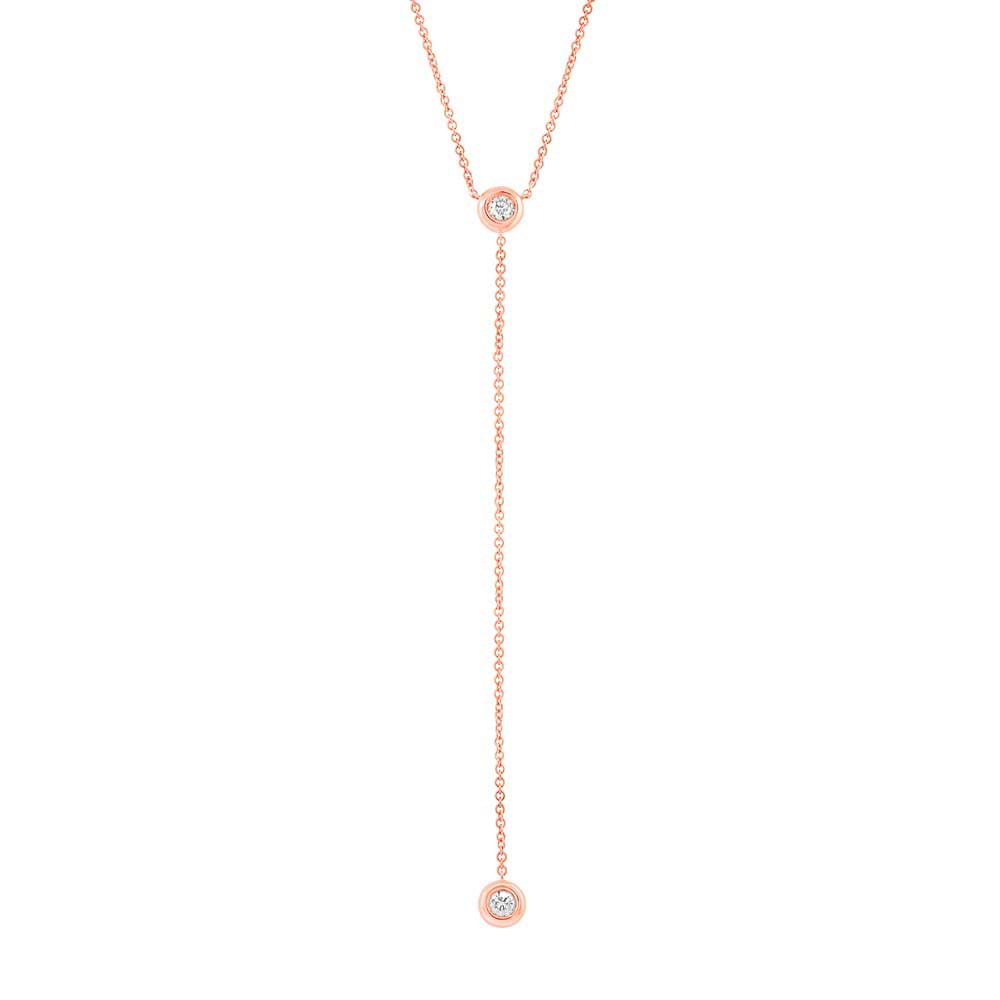 0.21ct 14k Rose Gold Diamond Lariat Necklace