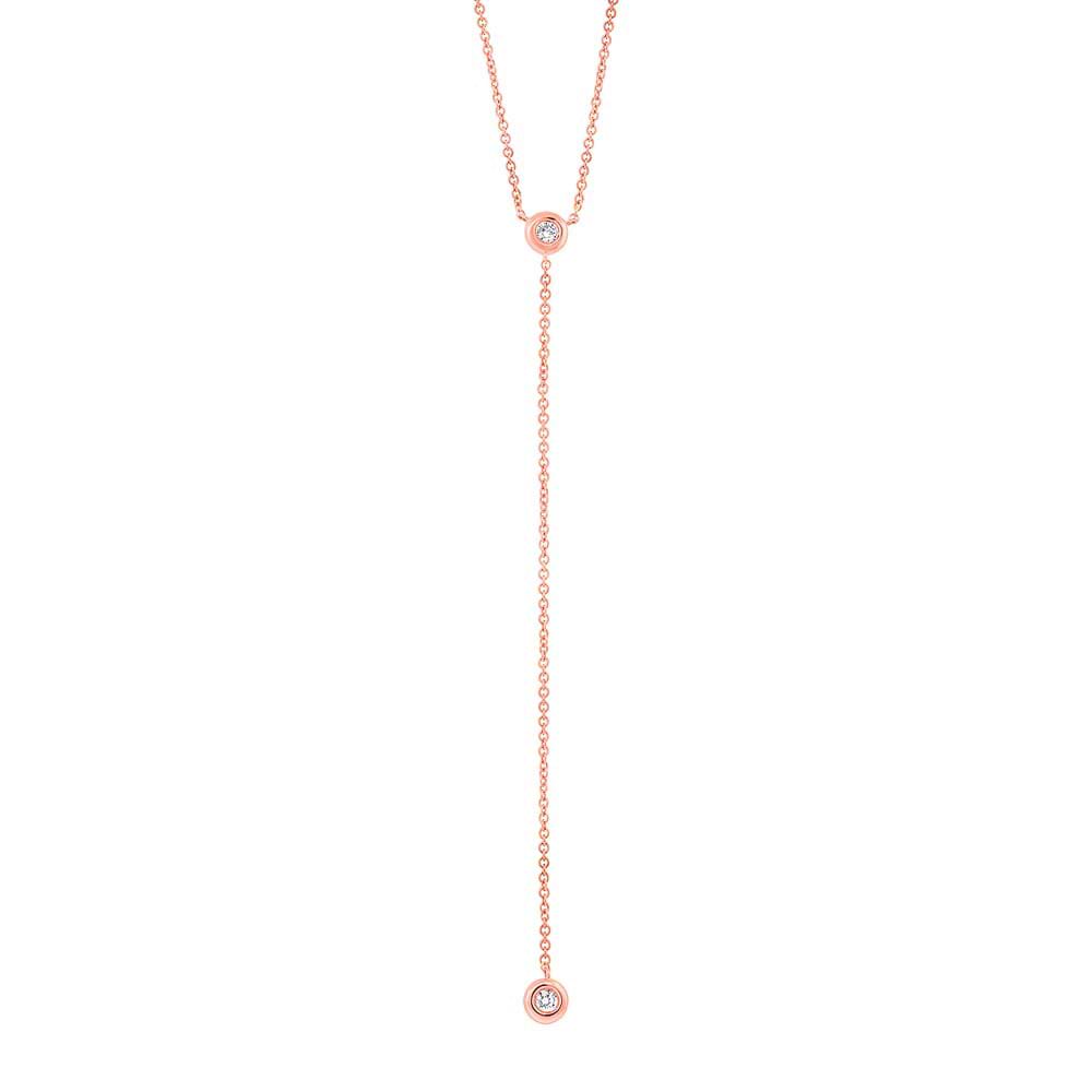 0.10ct 14k Rose Gold Diamond Lariat Necklace
