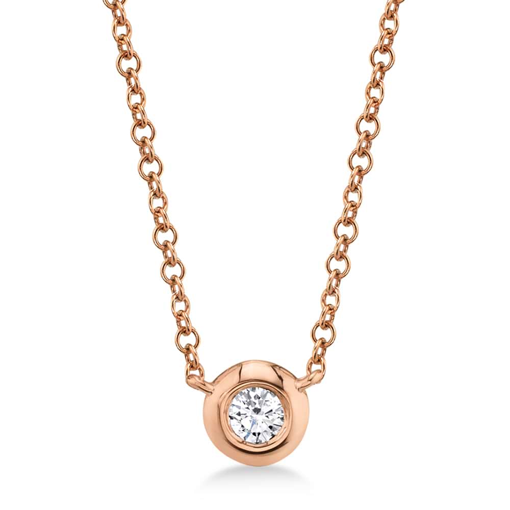 Diamond Bezel Solitare Necklace 14k Rose Gold (0.05ct)