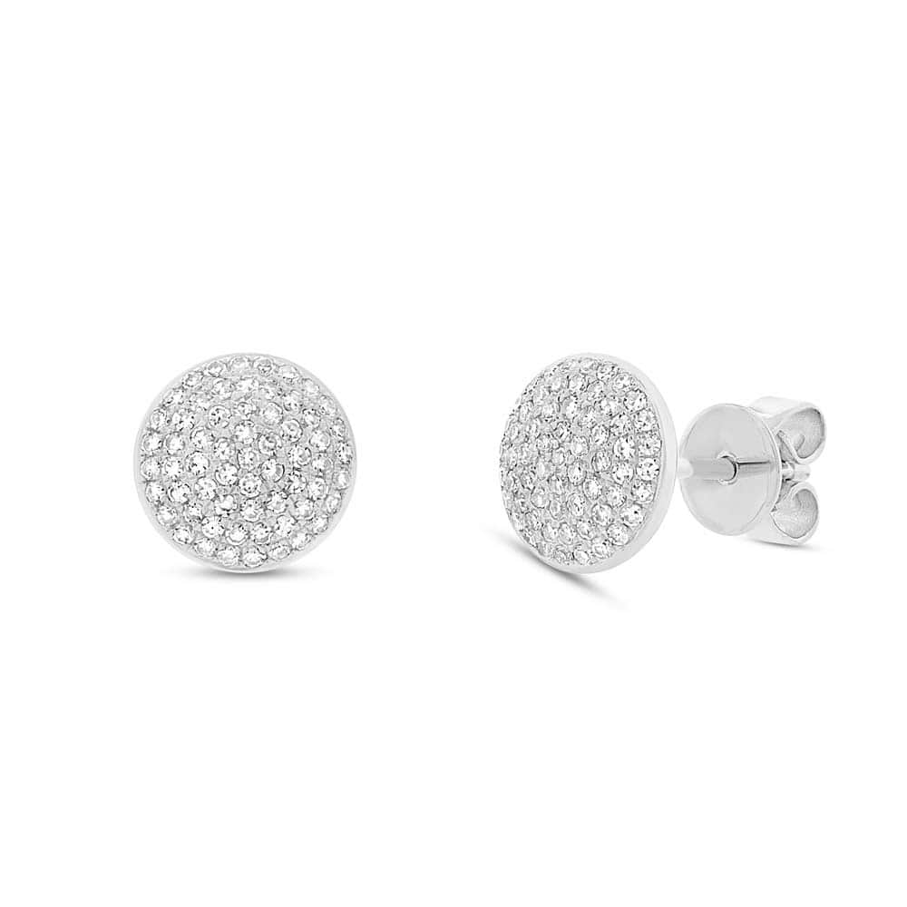 0.36ct 14k White Gold Diamond Pave Circle Stud Earrings