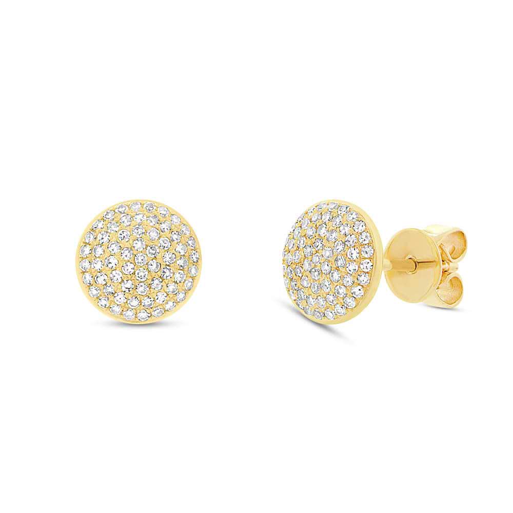 0.36ct 14k Yellow Gold Diamond Pave Circle Stud Earrings