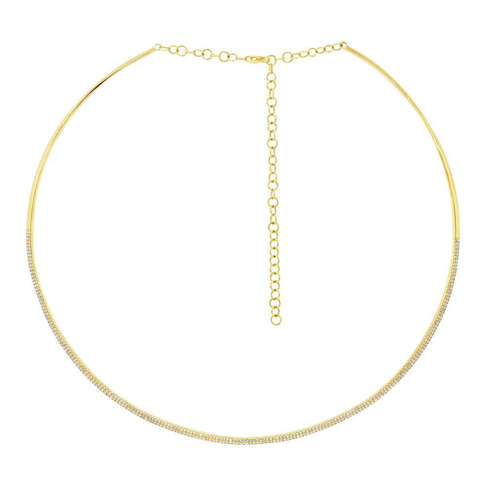 1.17ct 14k Yellow Gold Diamond Choker Necklace