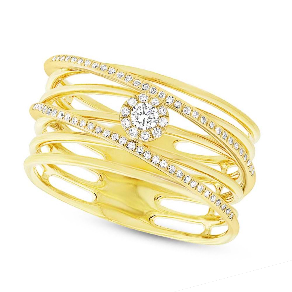 0.21ct 14k Yellow Gold Diamond Bridge Lady's Ring