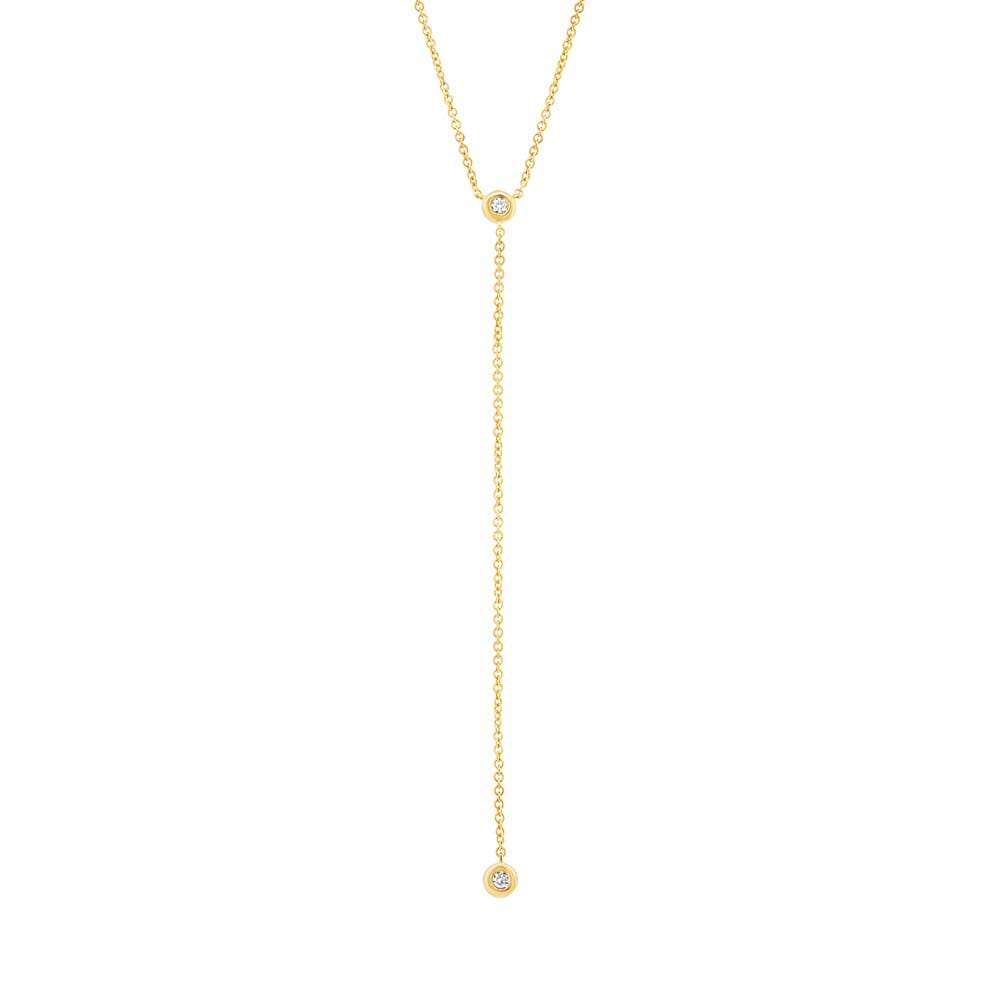 0.06ct 14k Yellow Gold Diamond Lariat Necklace