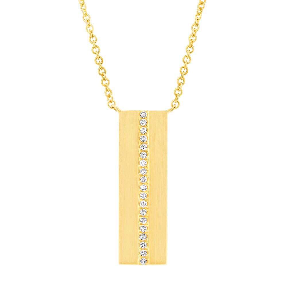 0.06ct 14k Yelllow Gold Diamond Bar Necklace