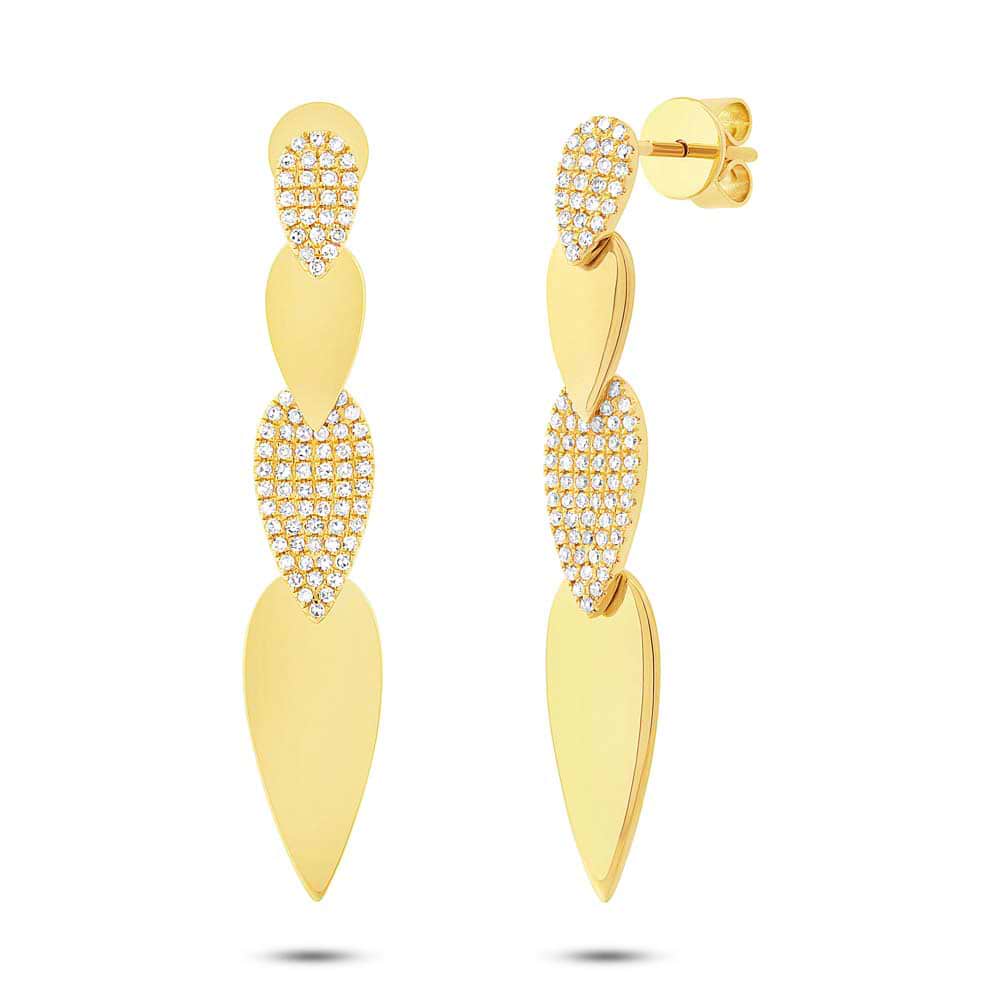 0.37ct 14k Yellow Gold Diamond Pave Earrings