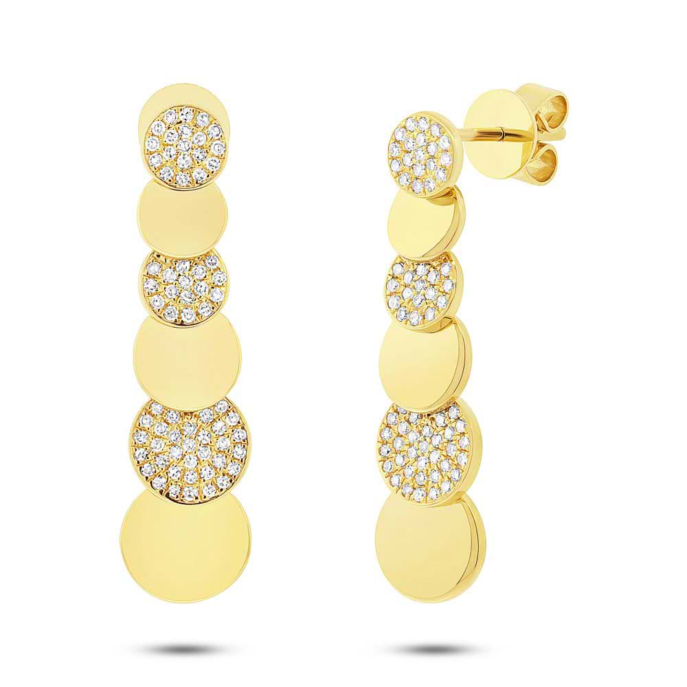0.29ct 14k Yellow Gold Diamond Pave Earrings