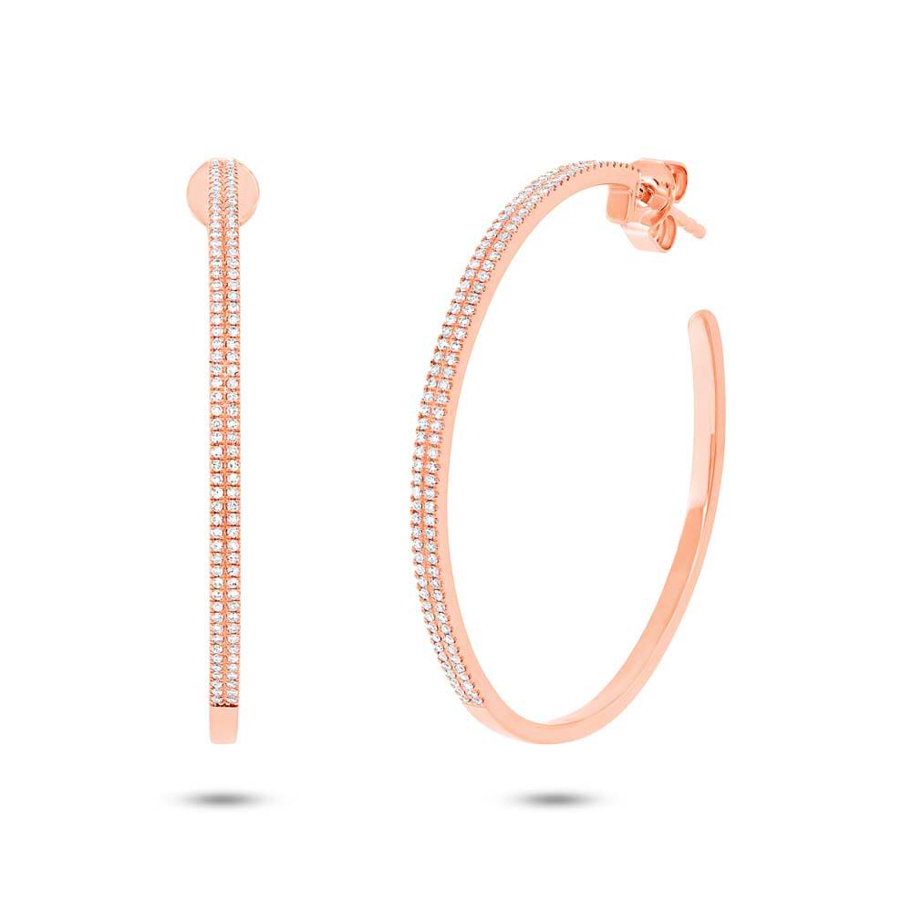 0.46ct 14k Rose Gold Diamond Hoop Earrings