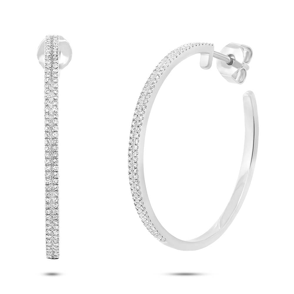 0.39ct 14k White Gold Diamond Hoop Earrings
