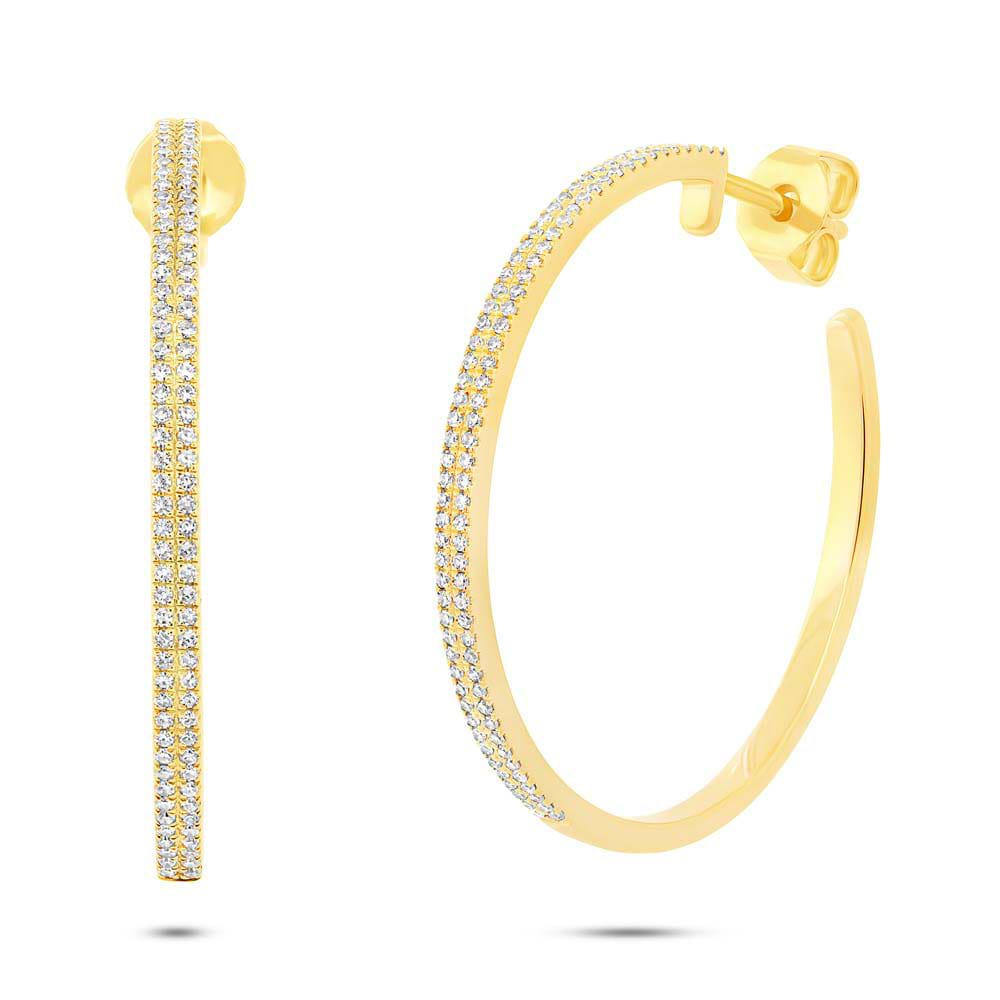 0.39ct 14k Yellow Gold Diamond Hoop Earrings