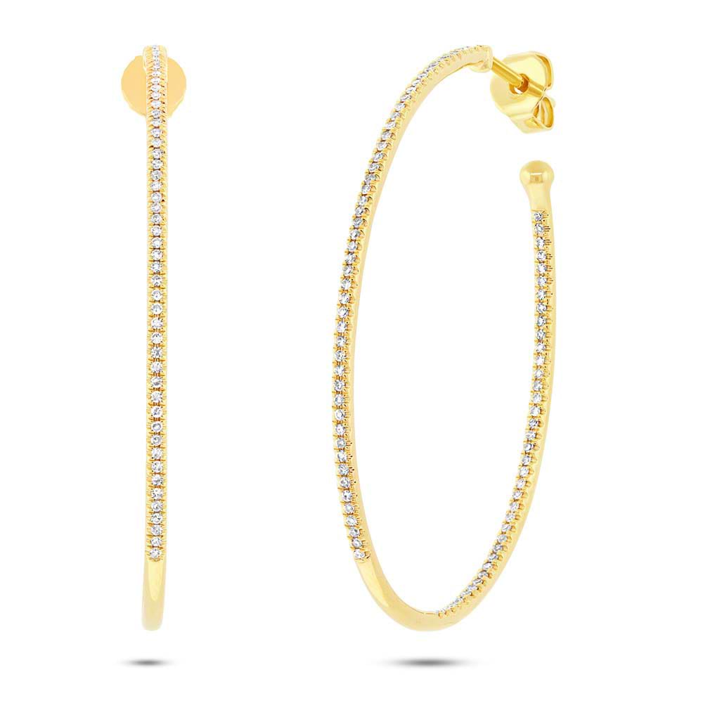 0.46ct 14k Yellow Gold Diamond Oval Hoop Earrings