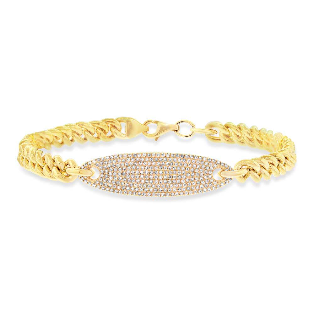 0.56ct 14k Yellow Gold Diamond Pave Chain Bracelet