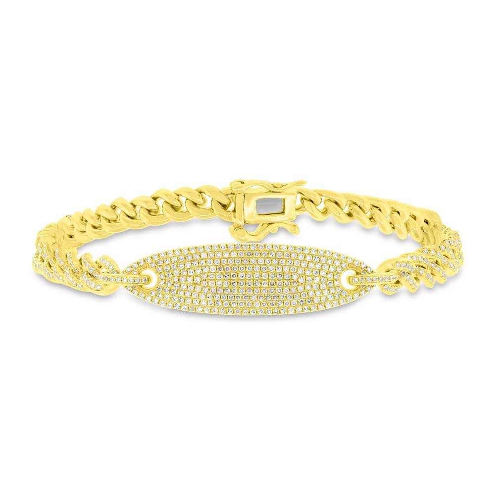 1.56ct 14k Yellow Gold Diamond Pave Chain Bracelet