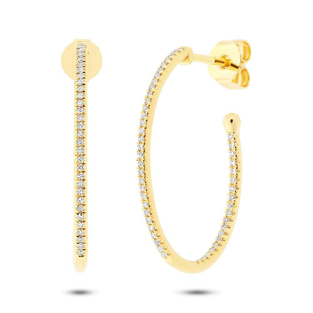 0.26ct 14k Yellow Gold Diamond Oval Hoop Earrings