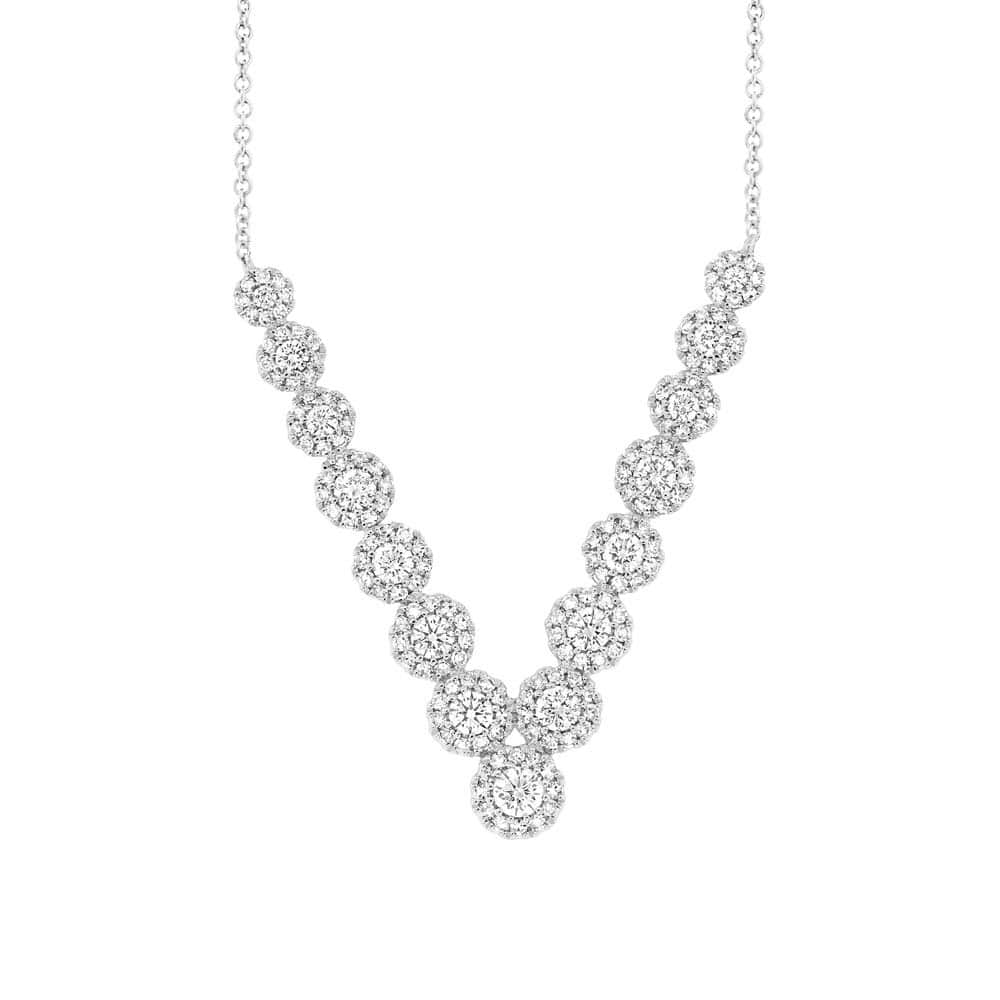 0.90ct 14k White Gold Diamond V Necklace