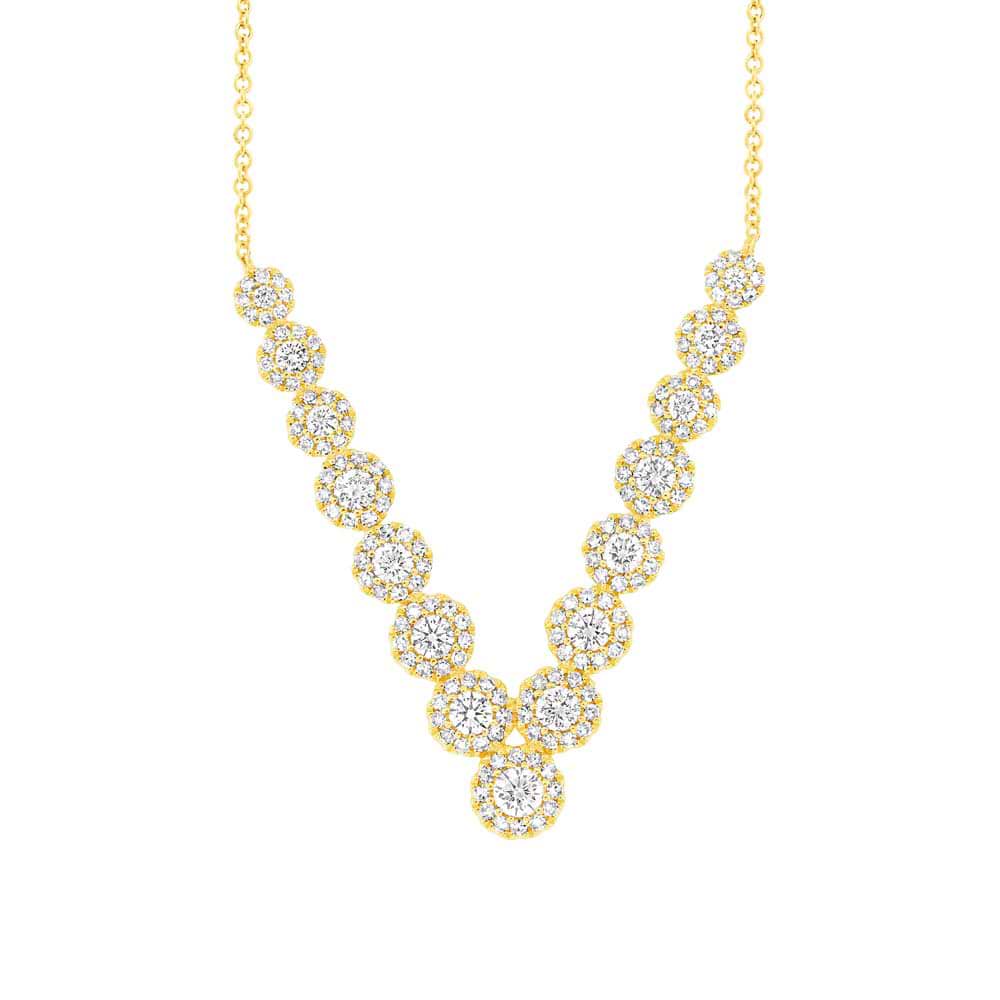 0.90ct 14k Yellow Gold Diamond V Necklace