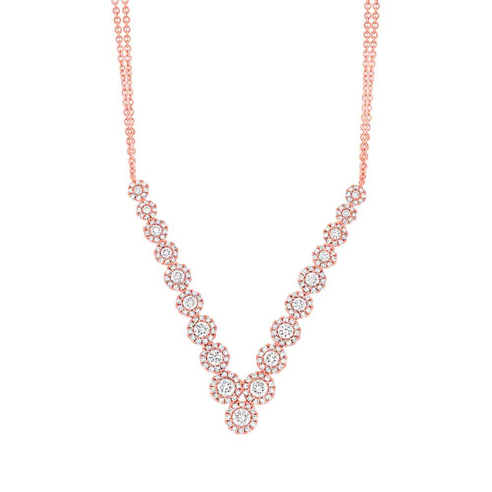 1.32ct 14k Rose Gold Diamond V Necklace