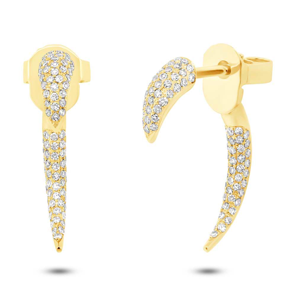 0.37ct 14k Yellow Gold Diamond Ear Jacket Earrings