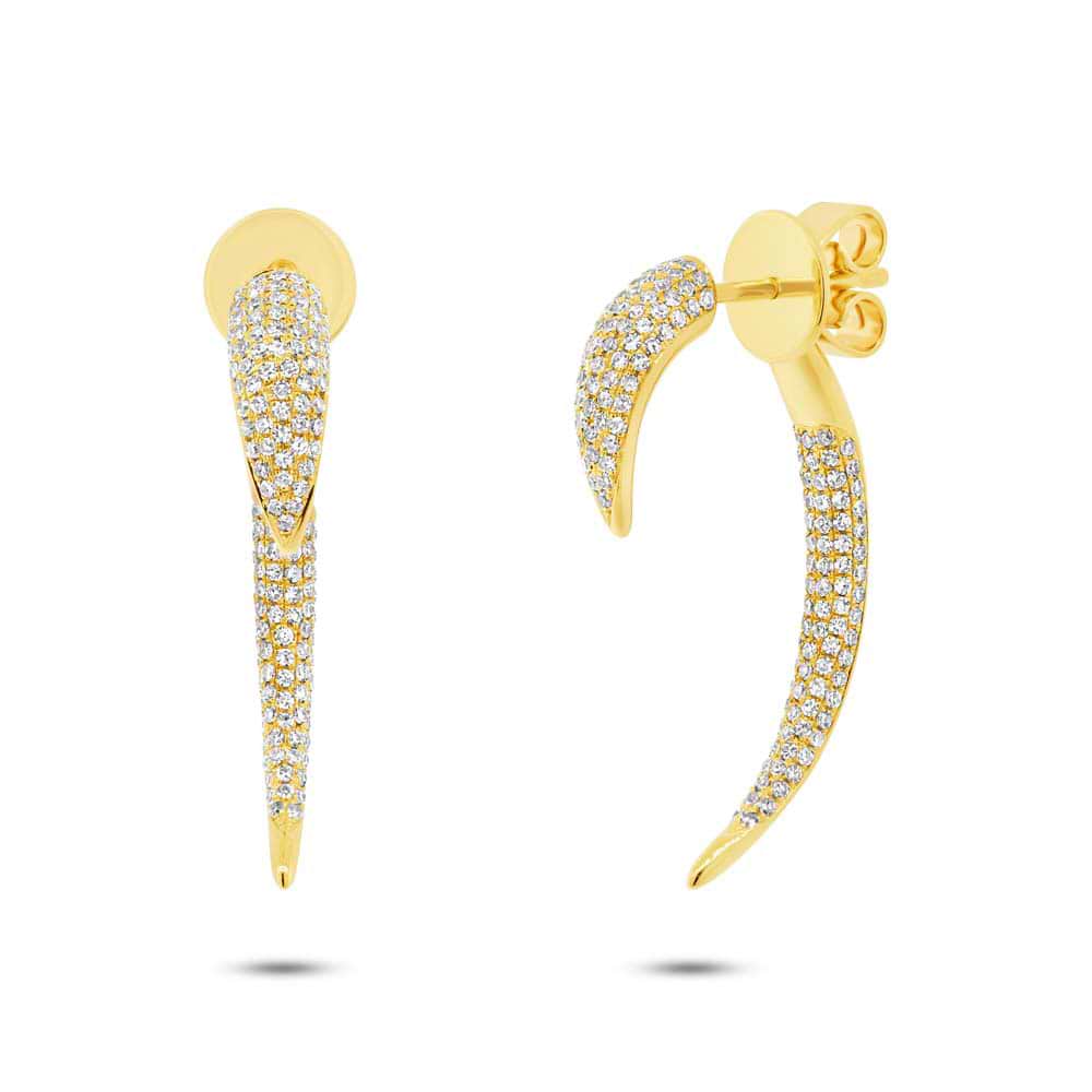 0.77ct 14k Yellow Gold Diamond Ear Jacket Earrings