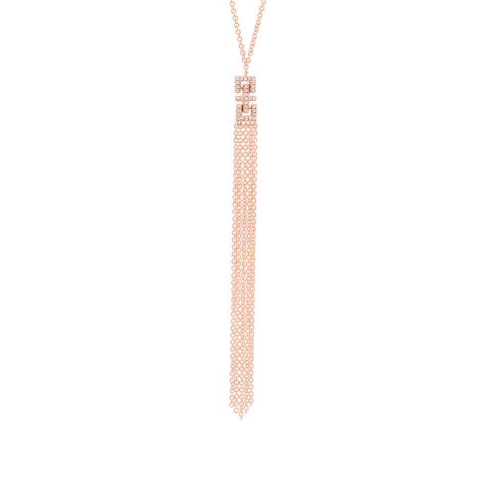 0.07ct 14k Rose Gold Diamond Fringe Pendant Necklace