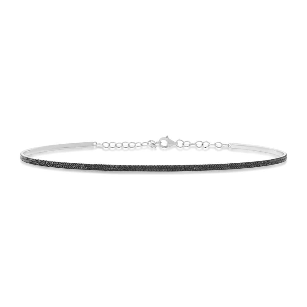 0.77ct 14k White Gold Black Diamond Choker Necklace