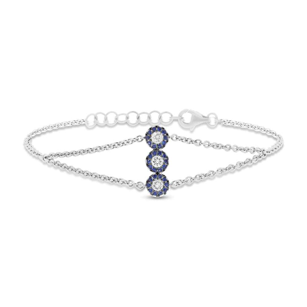 0.22ct Diamond & 0.14ct Blue Sapphire 14k White Gold Lady's Bracelet