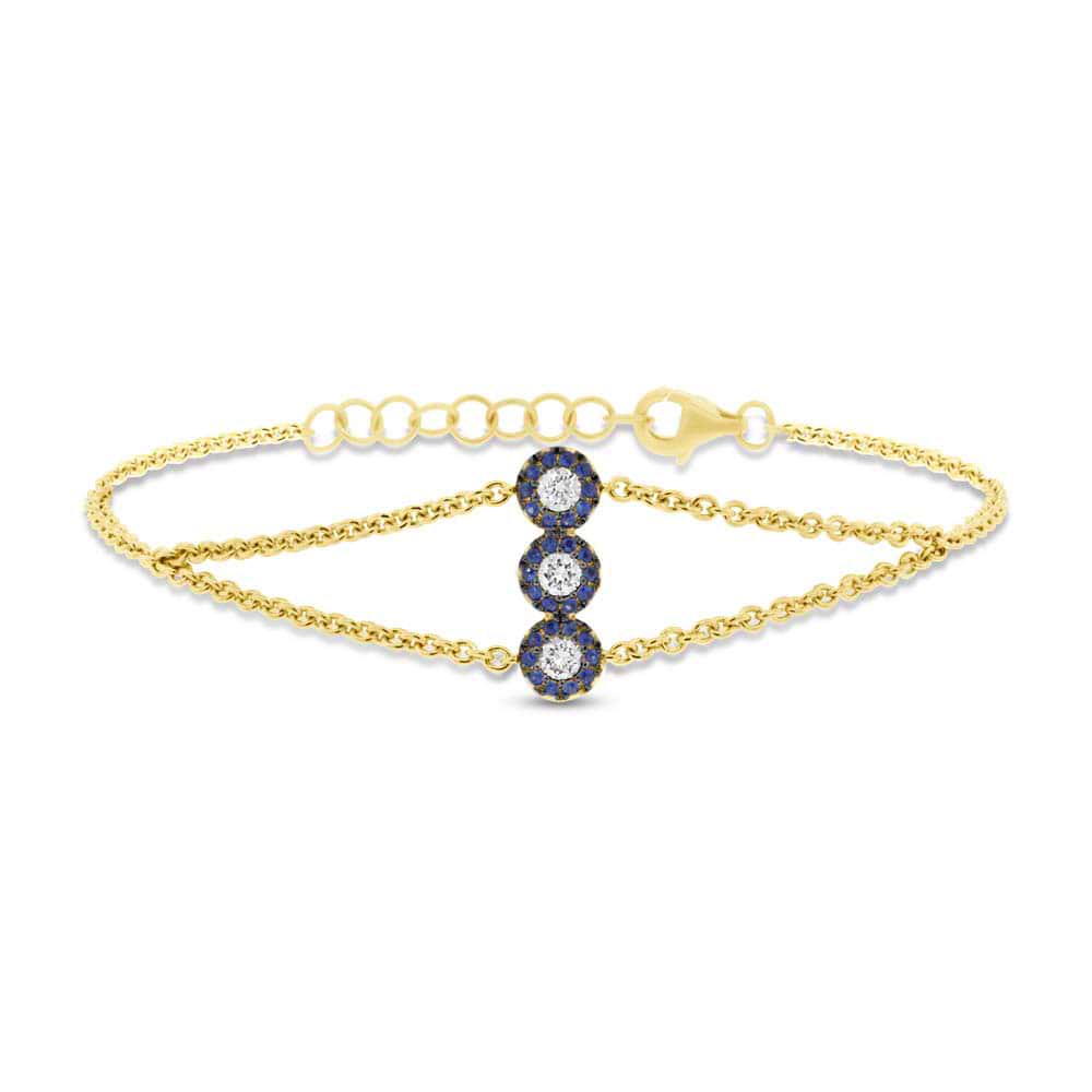 0.22ct Diamond & 0.14ct Blue Sapphire 14k Yellow Gold Lady's Bracelet