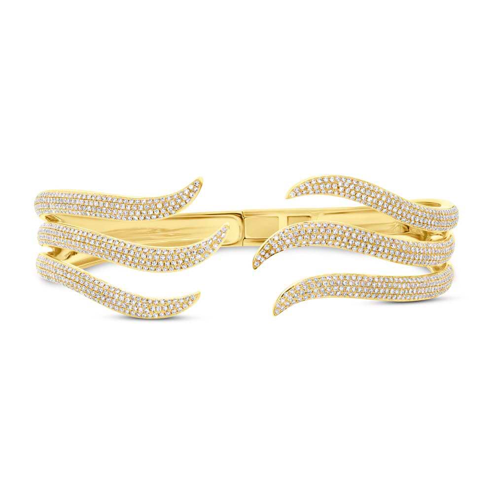 2.39ct 14k Yellow Gold Diamond Pave Bangle Bracelet