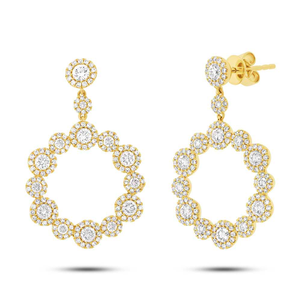 2.07ct 14k Yellow Gold Diamond Earrings