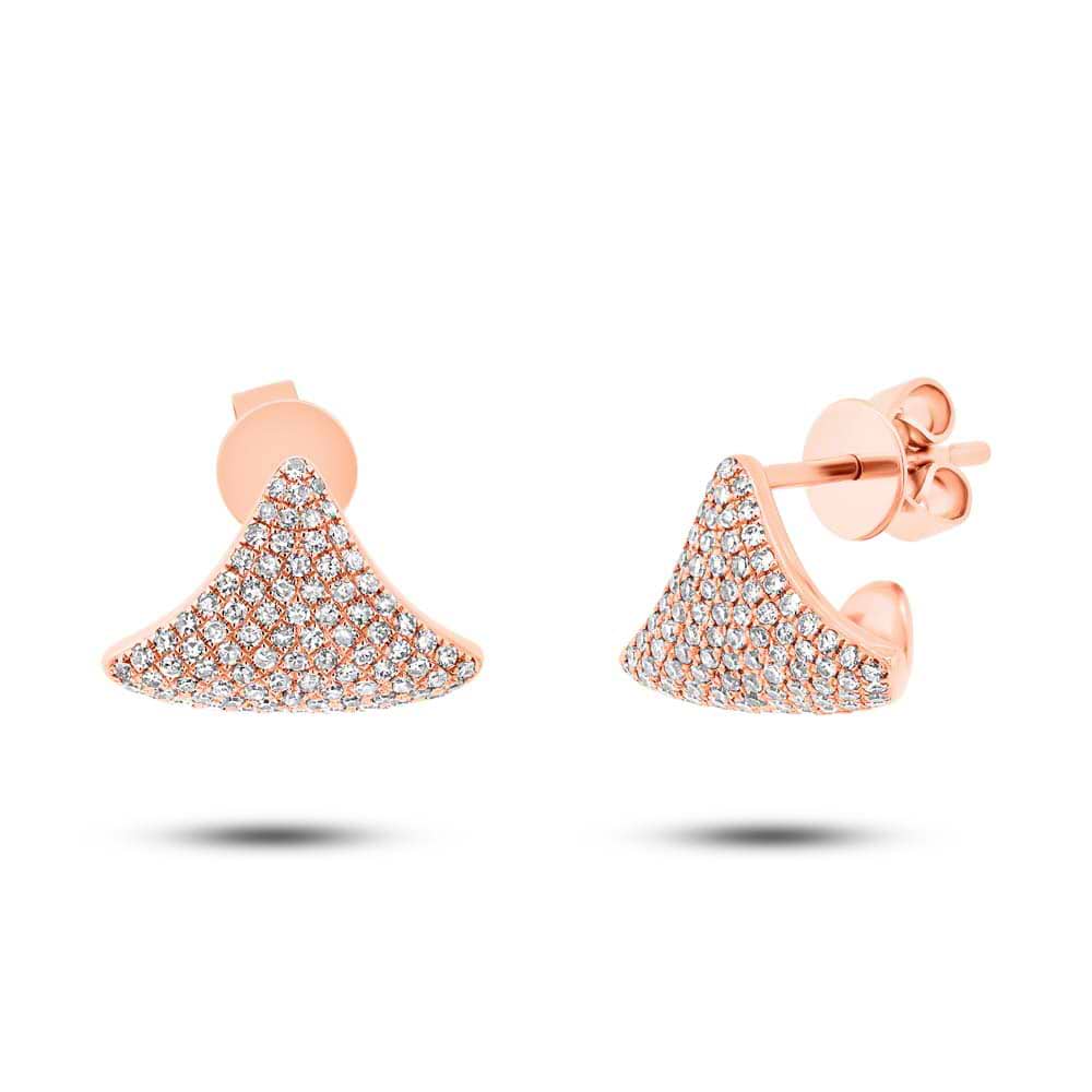 0.49ct 14k Rose Gold Diamond Pave Earrings