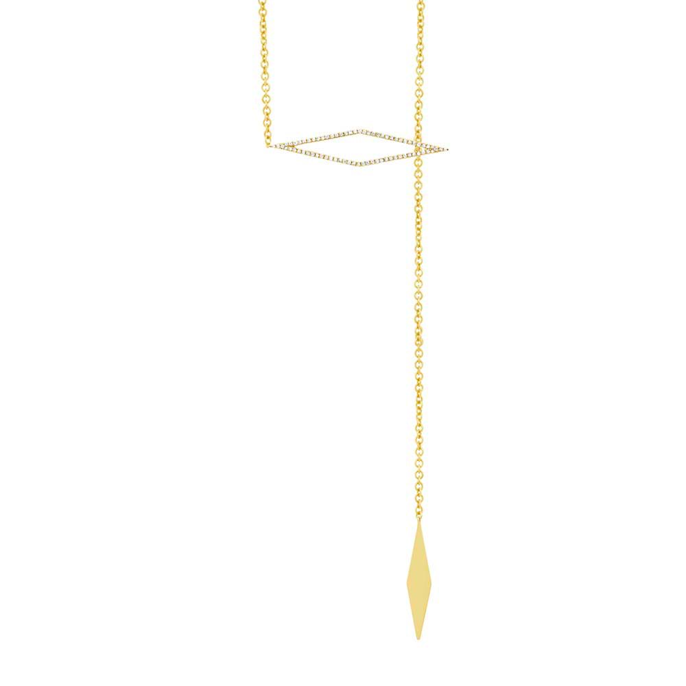 0.23ct 14k Yellow Gold Diamond Lariat Necklace