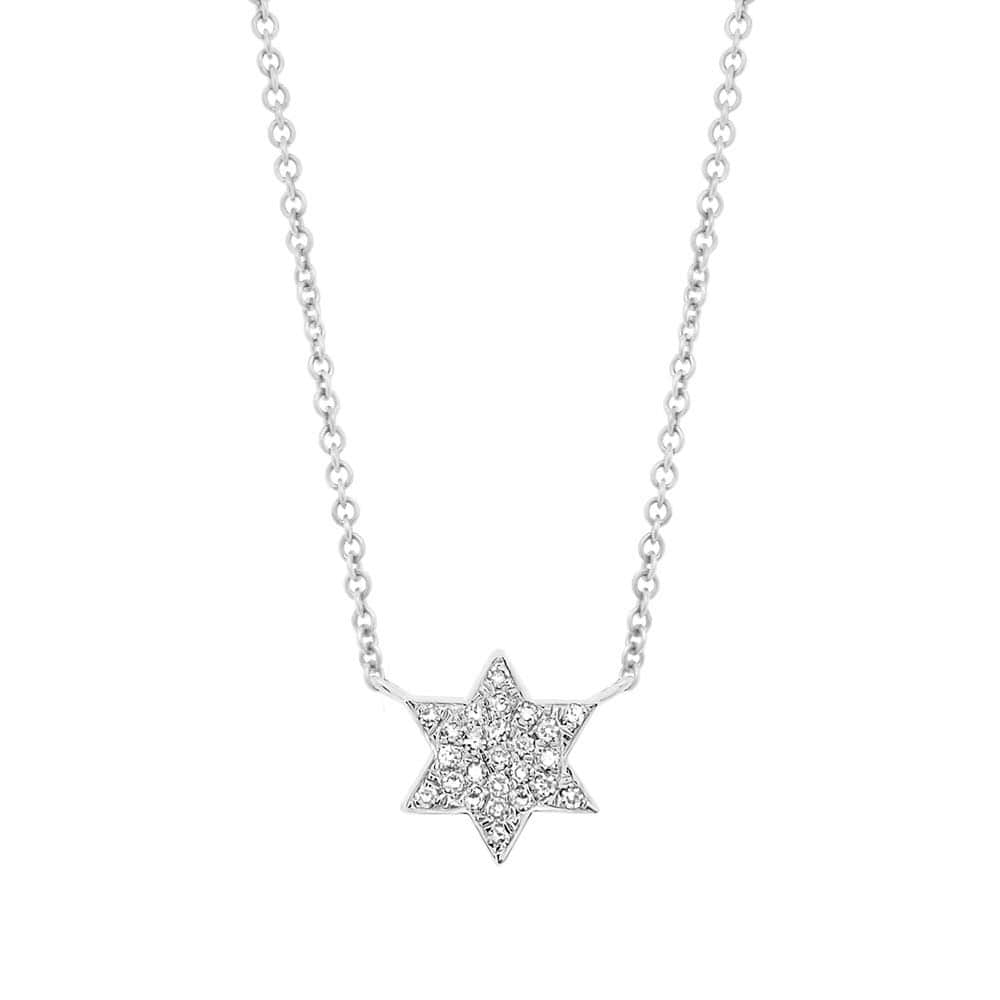 0.06ct 14k White Gold Diamond Star of David Necklace