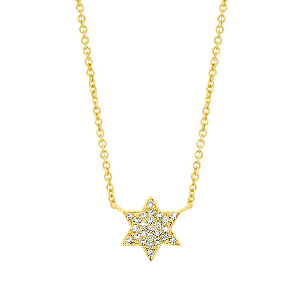 0.06ct 14k Yellow Gold Diamond Star of David Necklace