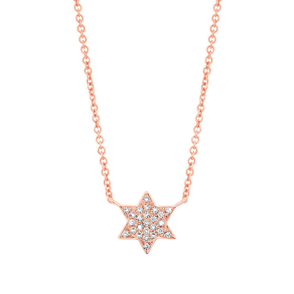 0.06ct 14k Rose Gold Diamond Star of David Necklace