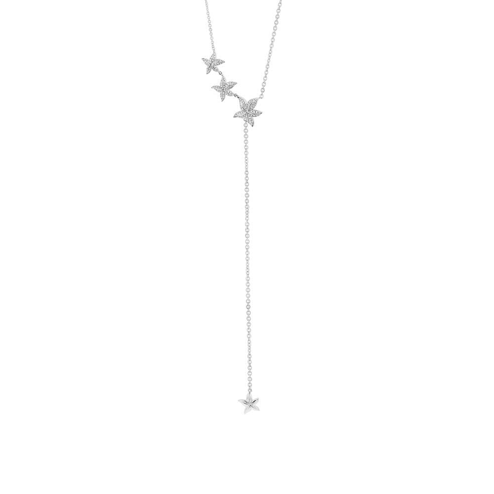 0.24ct 14k White Gold Diamond Starfish Lariat Necklace