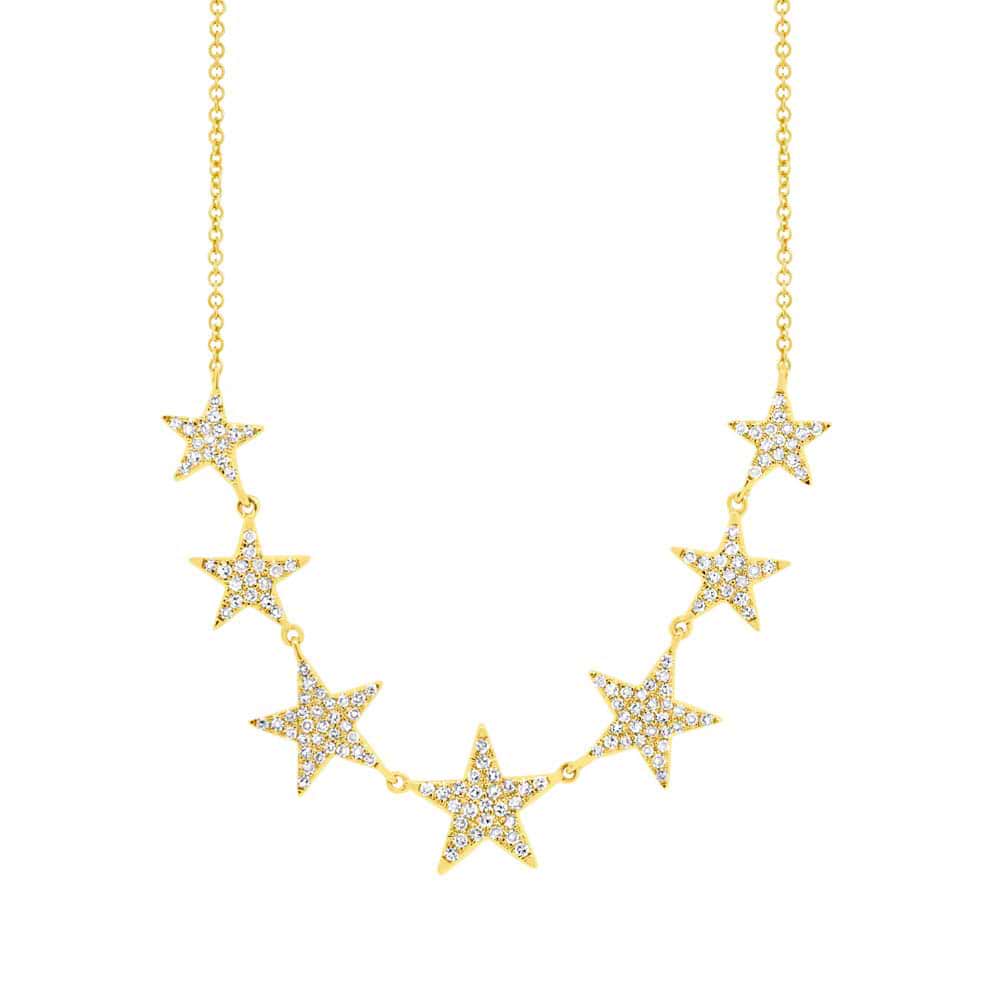 0.35ct 14k Yellow Gold Diamond Star Necklace