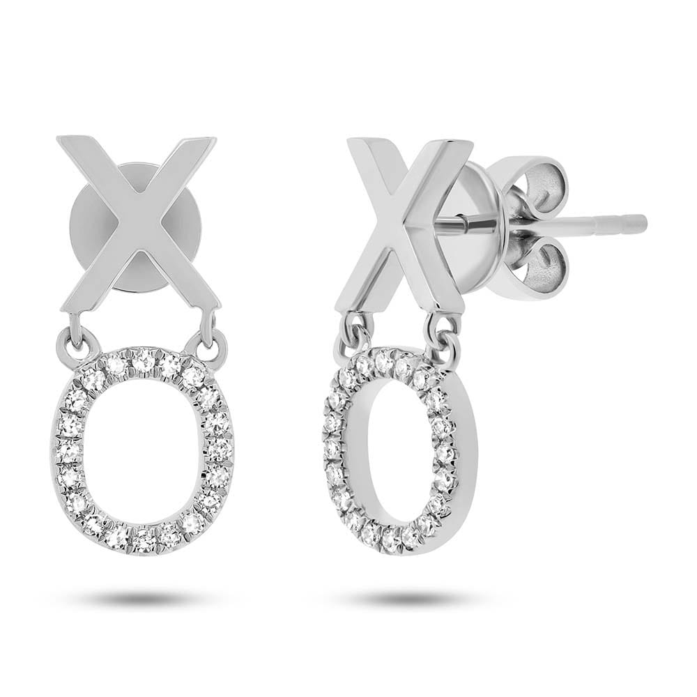 0.11ct 14k White Gold Diamond ''xo'' Earrings