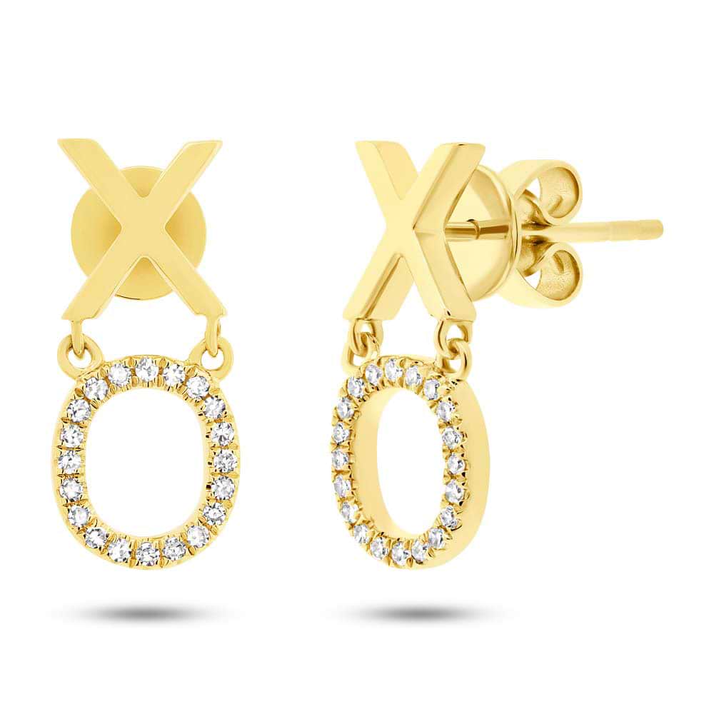 0.11ct 14k Yellow Gold Diamond ''xo'' Earrings