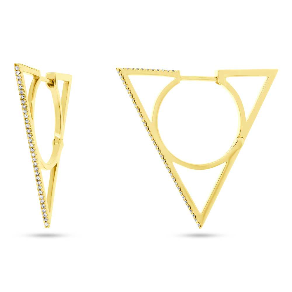 0.21ct 14k Yellow Gold Diamond Triangle Earrings
