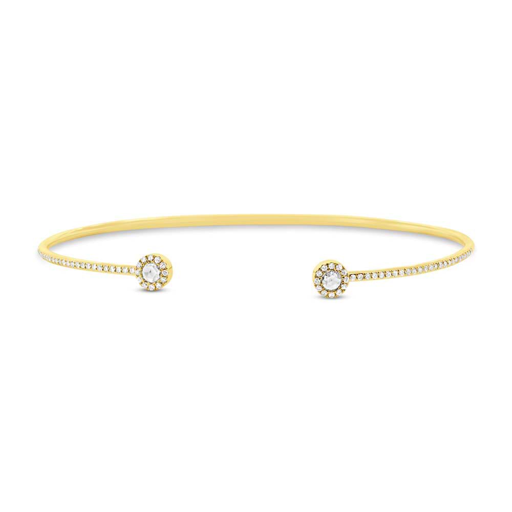 0.33ct 14k Yellow Gold Diamond Rose Cut Bangle Bracelet