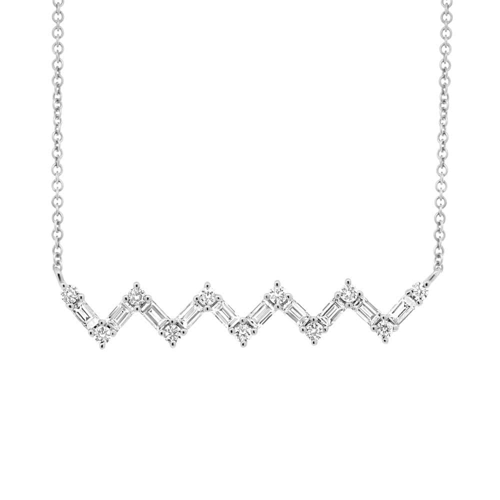 0.38ct 14k White Gold Diamond Baguette Necklace