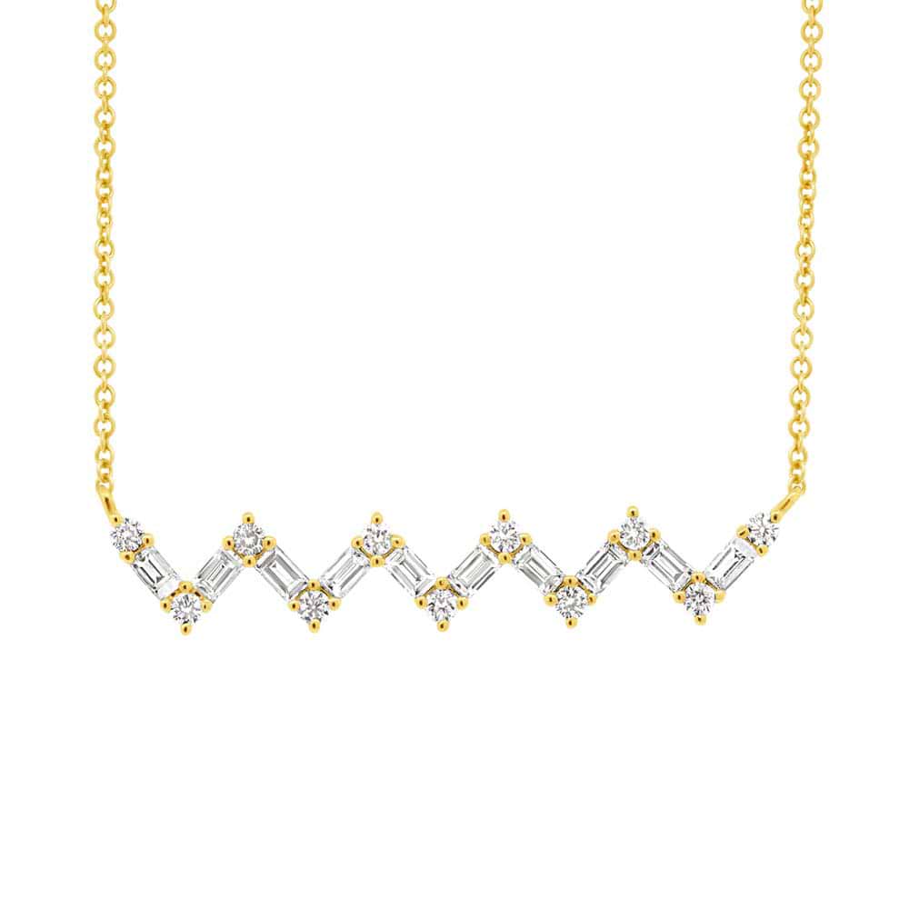 0.38ct 14k Yellow Gold Diamond Baguette Necklace