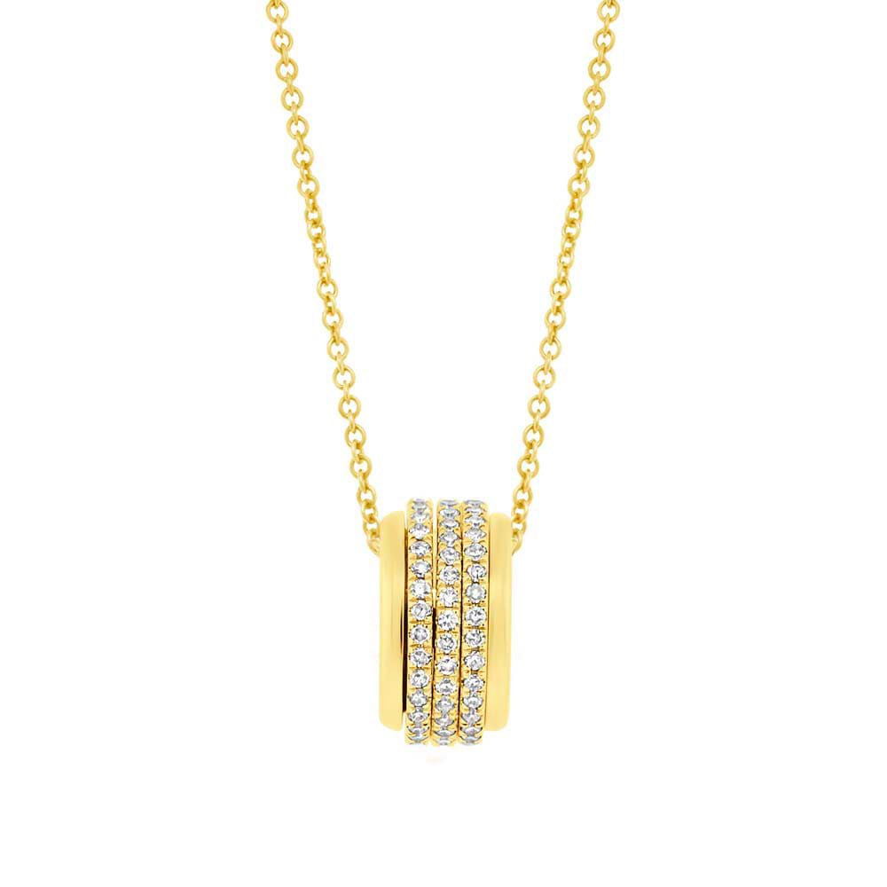 0.27ct 14k Yellow Gold Diamond Barrel Pendant Necklace