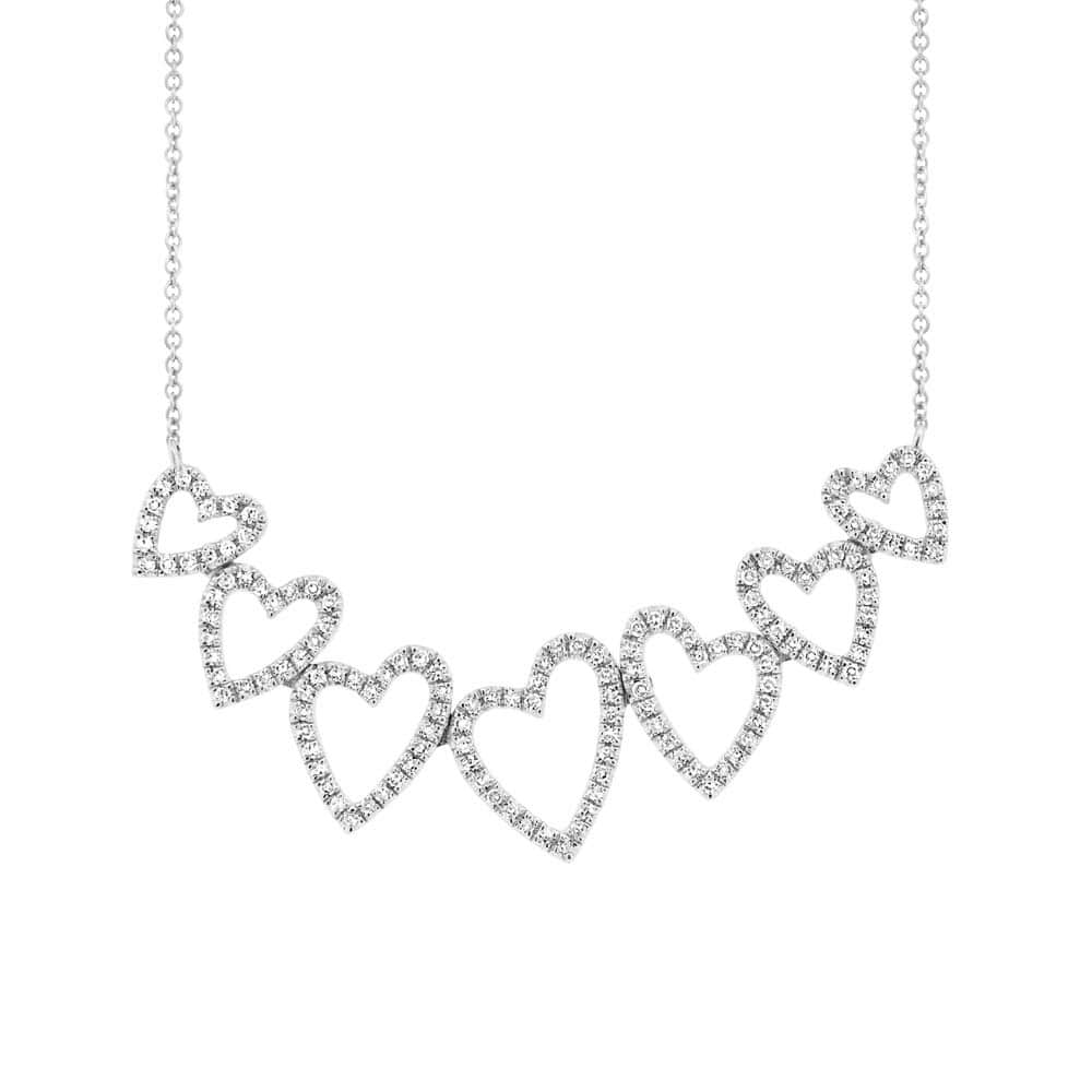 0.33ct 14k White Gold Diamond Hearts Pendant Necklace