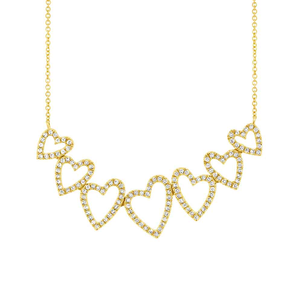 0.33ct 14k Yellow Gold Diamond Hearts Pendant Necklace
